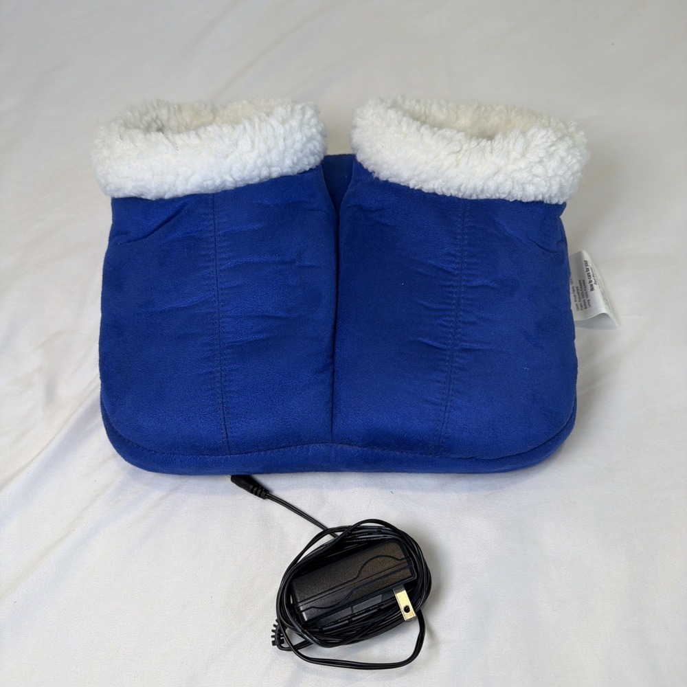 Body Innovations Soothing Foot Warmer With‎ Vibration Massage Memory Foam Blue